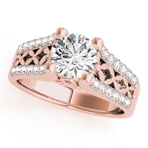 Multi-Row Engagement Ring, style 50346, Front view in rose gold