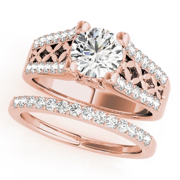 Multi-Row Engagement Ring, style 50346, On hand view in rose gold