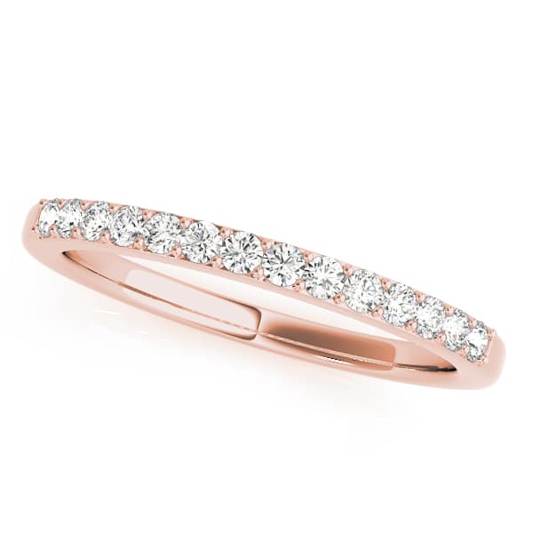Prong Set Wedding Band (1/8 ct. tw.), Front view in rose gold