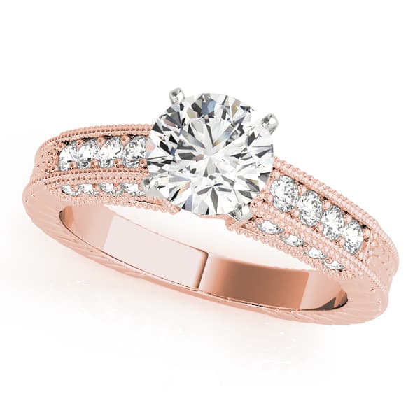 Antique Engagement Ring, style 50347, Front view in rose gold