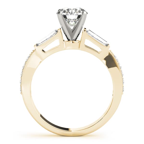 Fancy Shape Bague Engagement Ring, style 50349, Side view in yellow gold