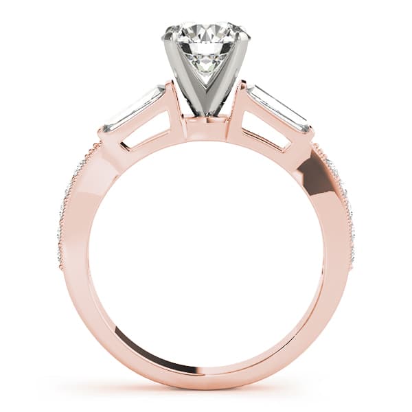 Fancy Shape Bague Engagement Ring, style 50349, Side view in rose gold