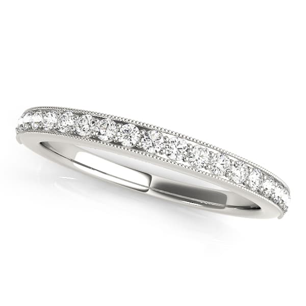 Prong Set Milgrain Wedding Band — View 1