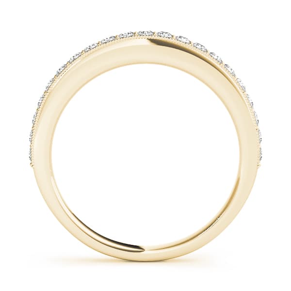 Prong Set Milgrain Wedding Band (1/3 ct. tw.), Side view in yellow gold