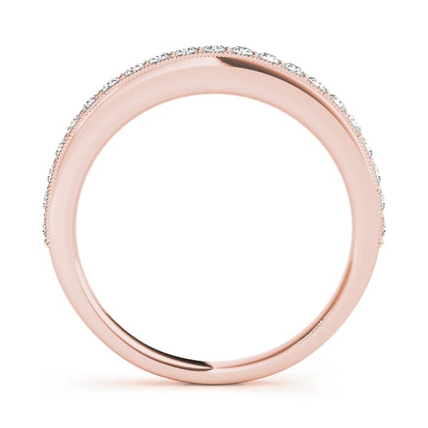 Prong Set Milgrain Wedding Band (1/3 ct. tw.), Side view in rose gold