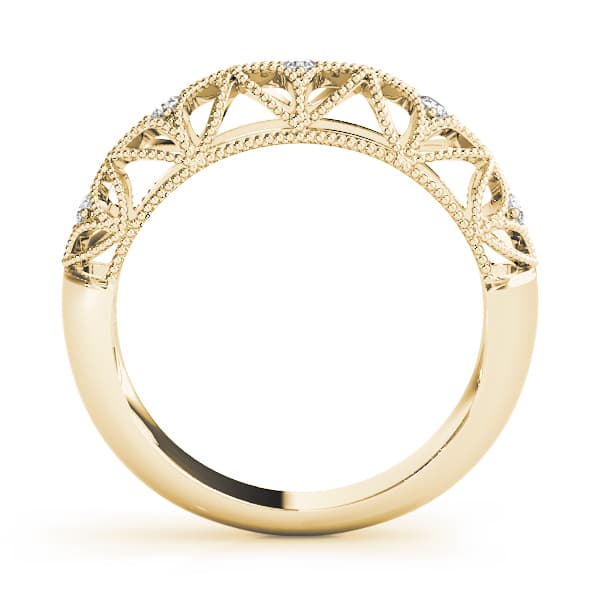 Vintage-Inspired Milgrain Wedding Band (0.08 ct. tw.), Side view in yellow gold