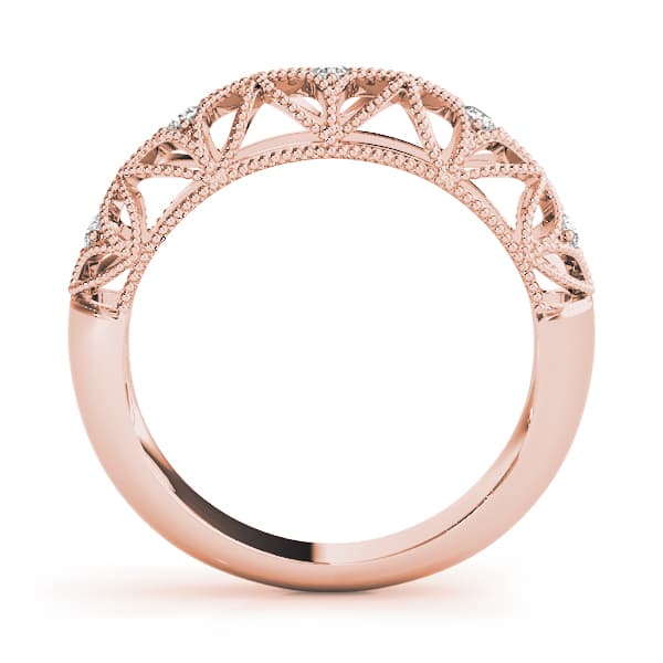 Vintage-Inspired Milgrain Wedding Band (0.08 ct. tw.), Side view in rose gold