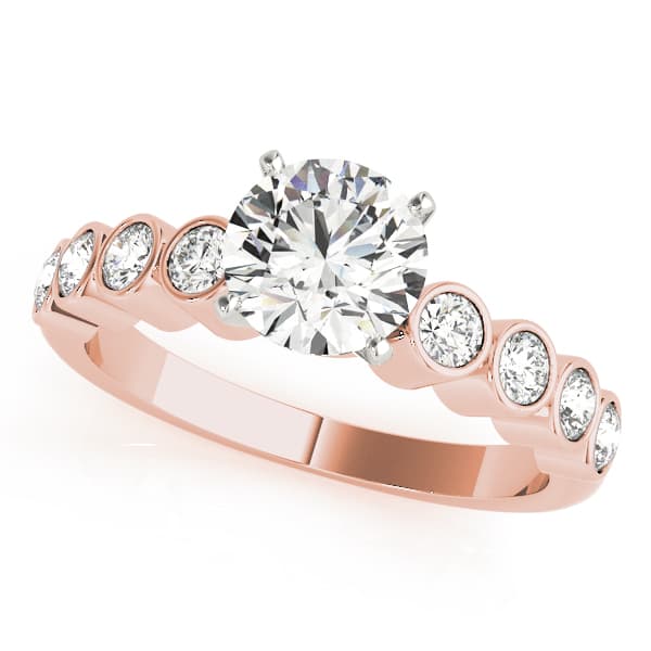 Single Row Bezel Set Engagement Ring, style 50352, Front view in rose gold