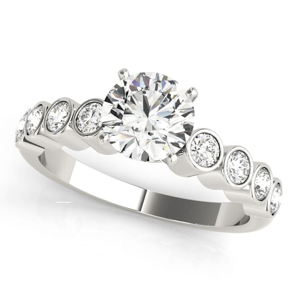 Single Row Bezel Set Engagement Ring — style 50352 in 10k White Gold