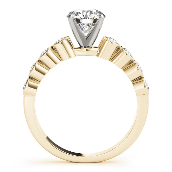 Single Row Bezel Set Engagement Ring, style 50352, Side view in yellow gold