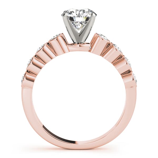 Single Row Bezel Set Engagement Ring, style 50352, Side view in rose gold