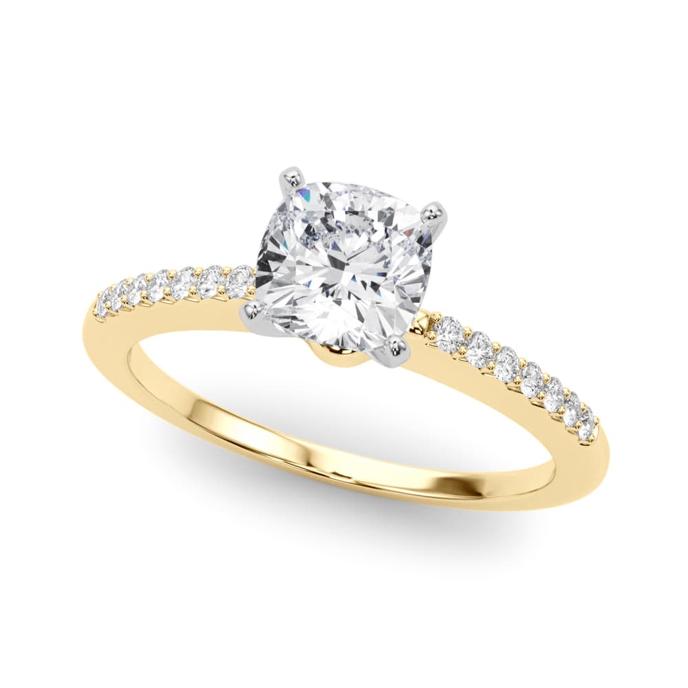 Single Row Prong Set Engagement Ring, style 50353, Front view in yellow gold
