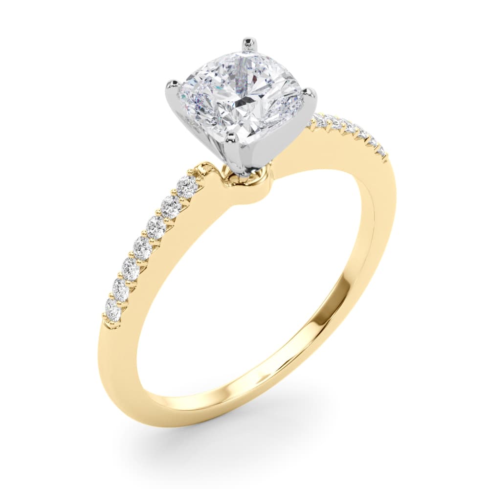 Single Row Prong Set Engagement Ring, style 50353, Angle view in yellow gold