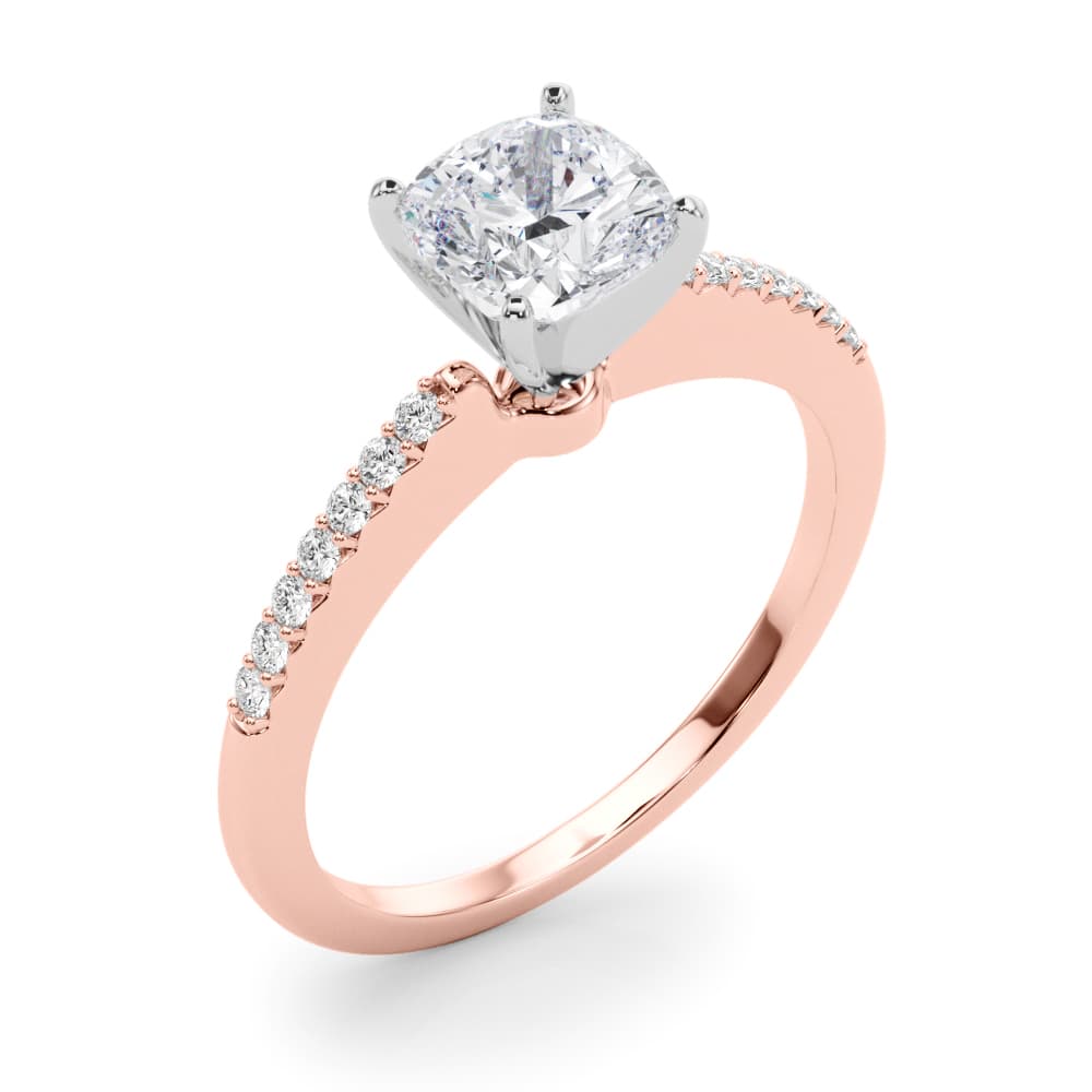 Single Row Prong Set Engagement Ring, style 50353, Angle view in rose gold