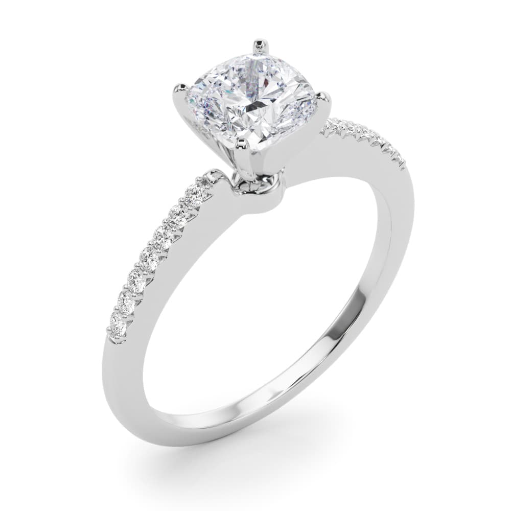 Single Row Prong Set Engagement Ring, style 50353, Angle view in white gold or platinum