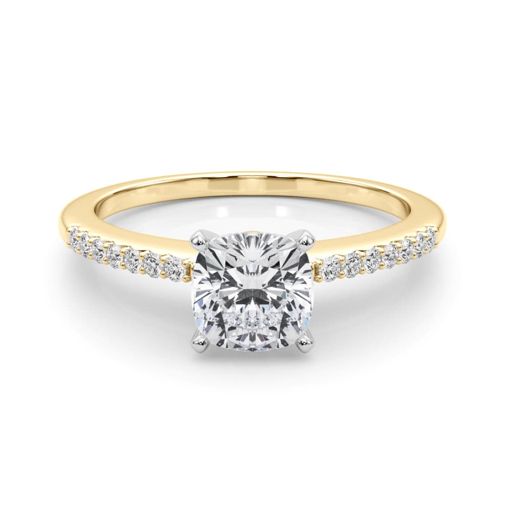 Single Row Prong Set Engagement Ring, style 50353, On hand view in yellow gold