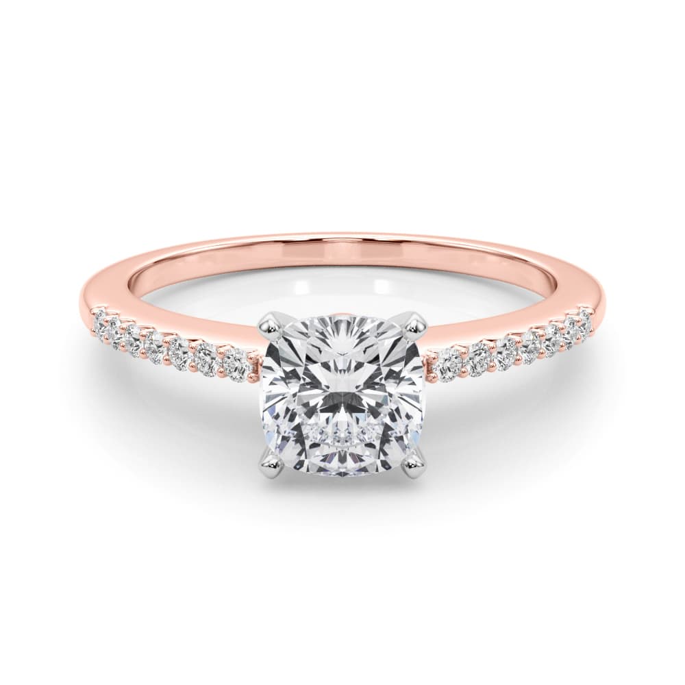 Single Row Prong Set Engagement Ring, style 50353, On hand view in rose gold