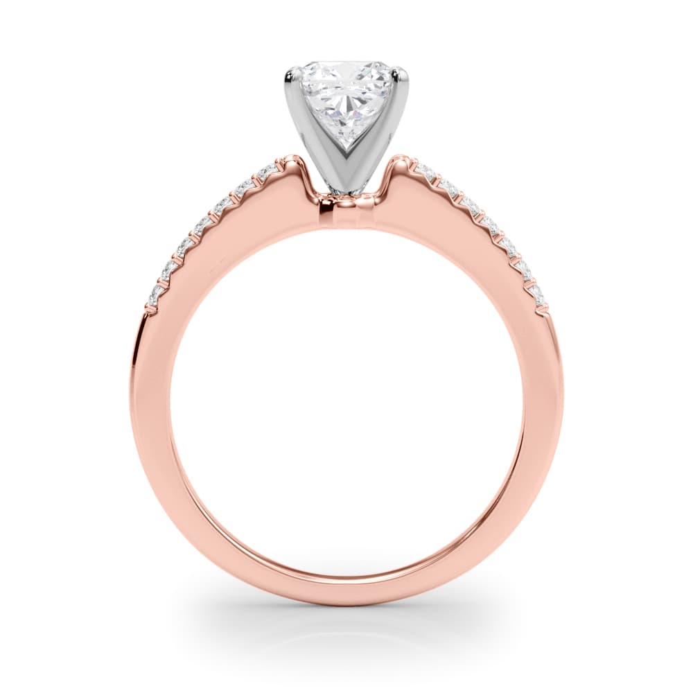 Single Row Prong Set Engagement Ring, style 50353, Side view in rose gold
