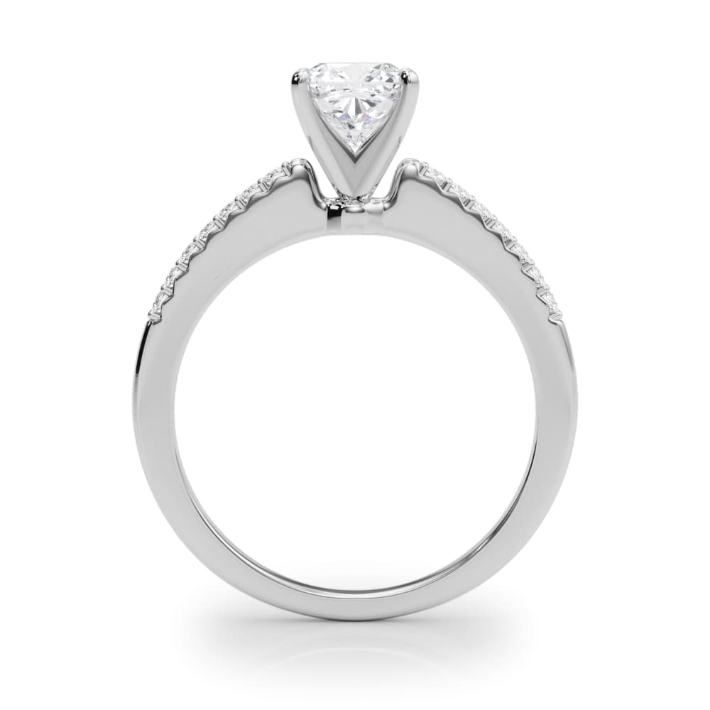 Single Row Prong Set Engagement Ring, style 50353, Side view in white gold or platinum