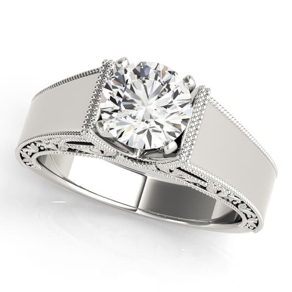 Solitaire Filigree Engagement Ring — style 50354 in 10k White Gold