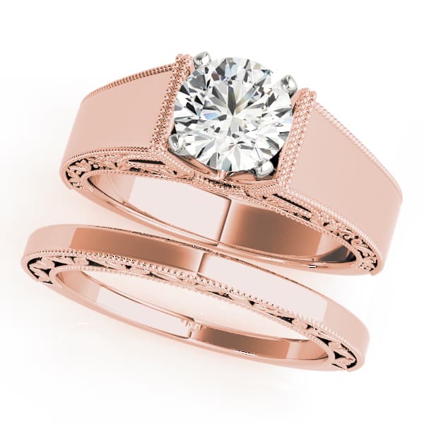 Solitaire Filigree Engagement Ring, style 50354, On hand view in rose gold