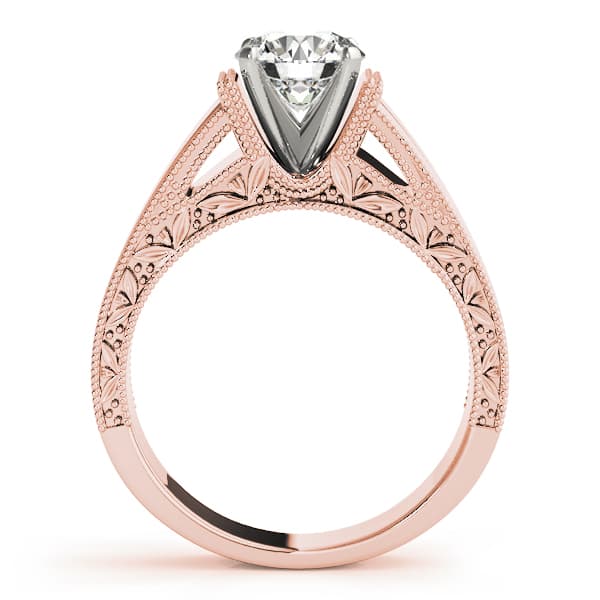 Solitaire Filigree Engagement Ring, style 50354, Side view in rose gold