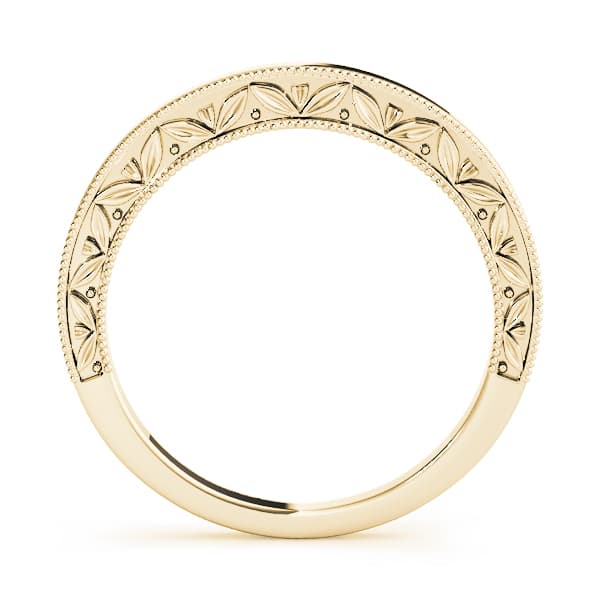 Vintage Filigree Wedding Band, Side view in yellow gold
