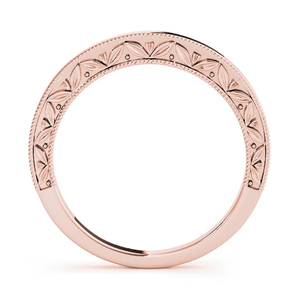 Vintage Filigree Wedding Band, Side view in rose gold