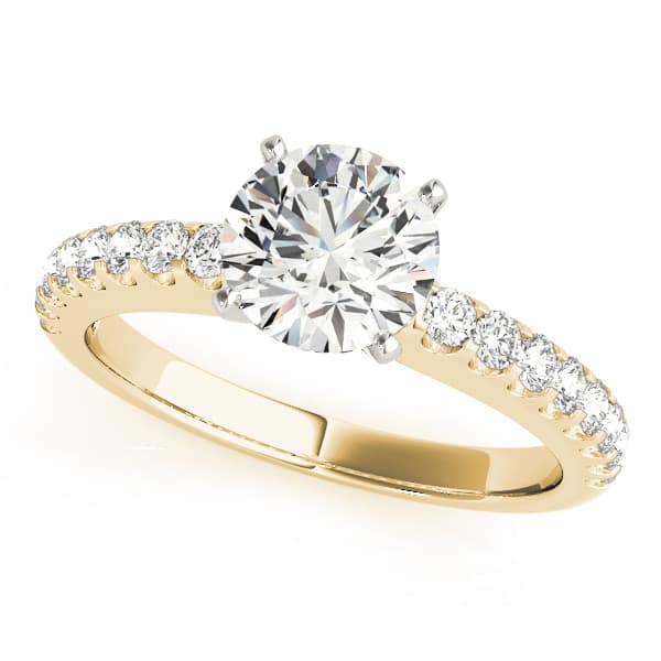 Single Row Prong Set Engagement Ring, style 50355, Front view in yellow gold
