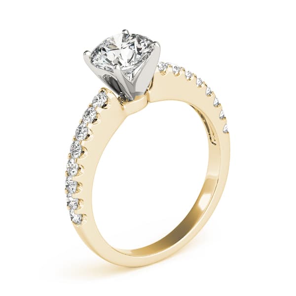 Single Row Prong Set Engagement Ring, style 50355, Angle view in yellow gold