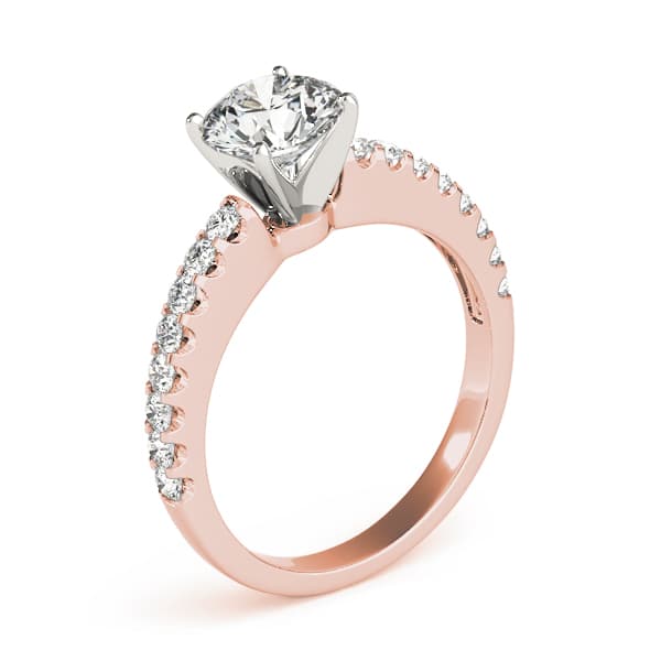 Single Row Prong Set Engagement Ring, style 50355, Angle view in rose gold