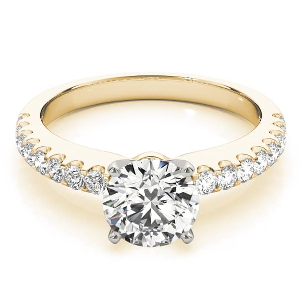 Single Row Prong Set Engagement Ring, style 50355, On hand view in yellow gold