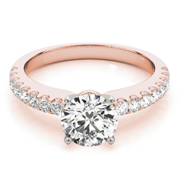 Single Row Prong Set Engagement Ring, style 50355, On hand view in rose gold
