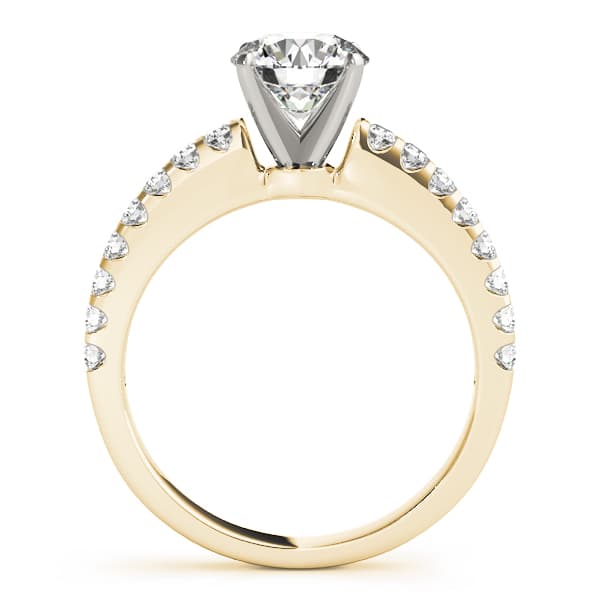 Single Row Prong Set Engagement Ring, style 50355, Side view in yellow gold