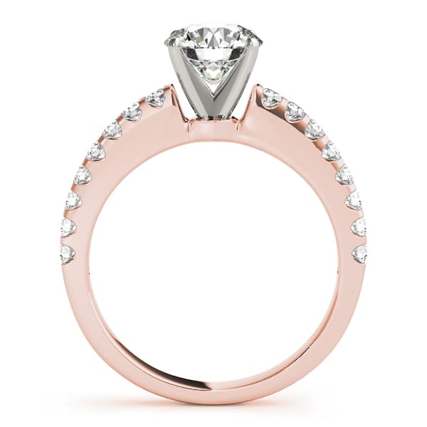 Single Row Prong Set Engagement Ring, style 50355, Side view in rose gold