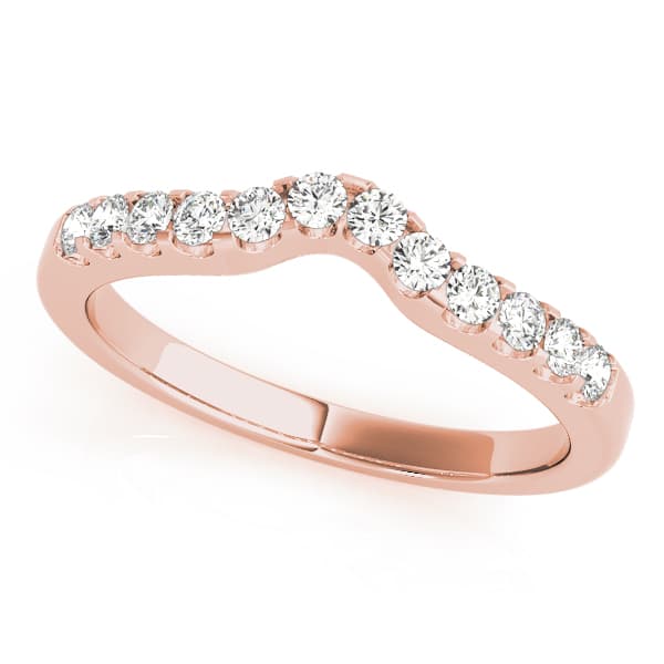 Curved Wedding Band (0.6 ct. tw.), Front view in rose gold