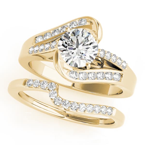 Bypass Multi-Row Split Shank Engagement Ring, style 50359, On hand view in yellow gold