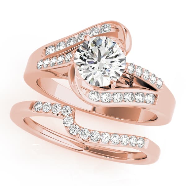 Bypass Multi-Row Split Shank Engagement Ring, style 50359, On hand view in rose gold