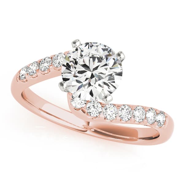 Bypass Engagement Ring, style 50361, Front view in rose gold