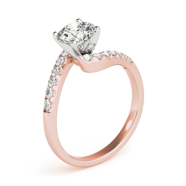Bypass Engagement Ring, style 50361, Angle view in rose gold