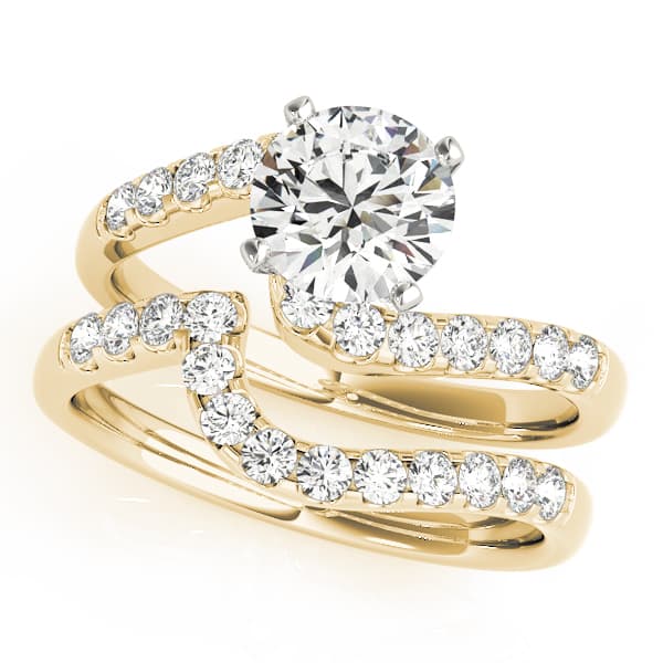 Bypass Engagement Ring, style 50361, On hand view in yellow gold