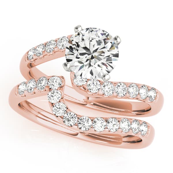 Bypass Engagement Ring, style 50361, On hand view in rose gold