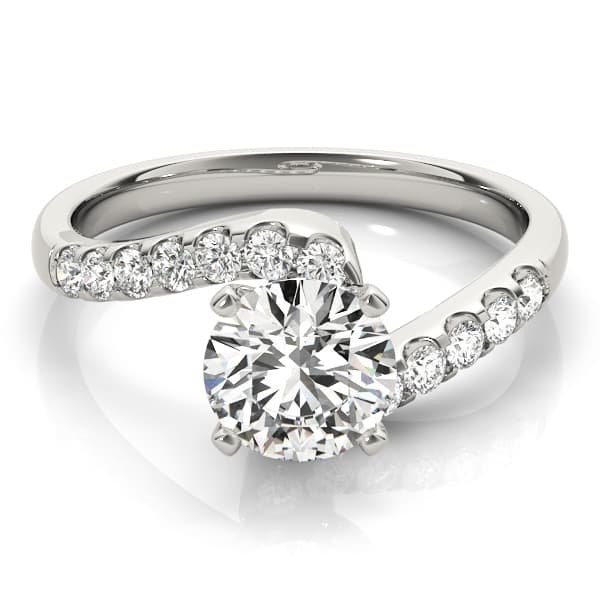 Bypass Engagement Ring, style 50361, Top view in white gold or platinum