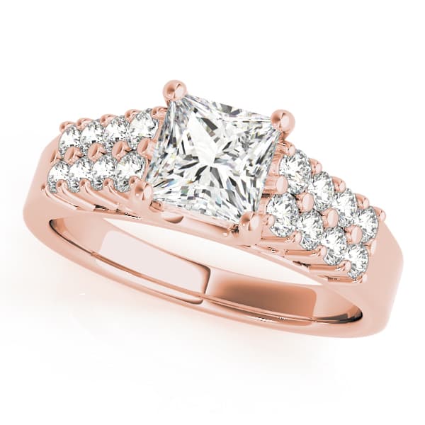 Pavé Engagement Ring, style 50362, Front view in rose gold