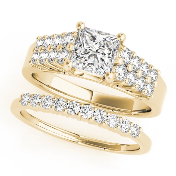Pavé Engagement Ring, style 50362, On hand view in yellow gold