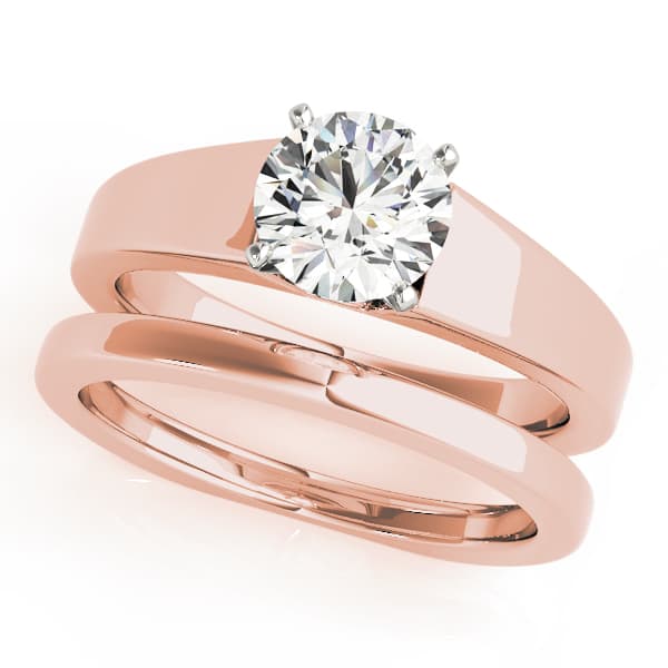 Solitaire Engagement Ring, style 50363, On hand view in rose gold