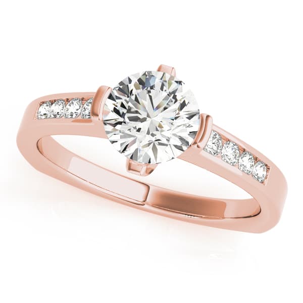 Channel Set Single Row Engagement Ring, style 50364, Front view in rose gold