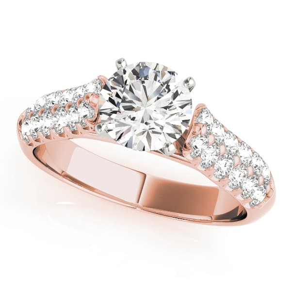 Pavé Engagement Ring, style 50365, Front view in rose gold