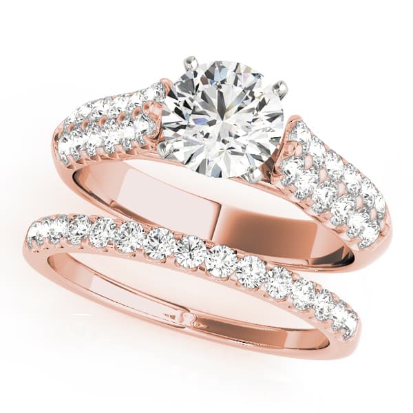 Pavé Engagement Ring, style 50365, On hand view in rose gold