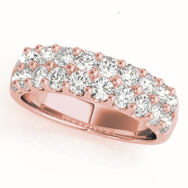Double Row Shared Prong Wedding Band (7/8 ct. tw.), Front view in rose gold